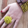 Anello Perline di Vetro Fiore