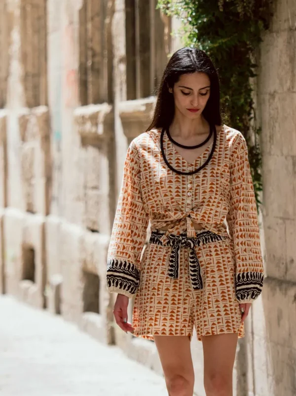 Blusa cotone blockprint Georgiana