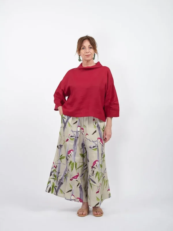 Blusa in lino collo morbido Ornella