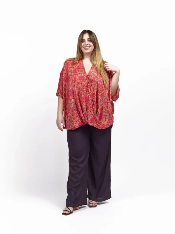 Blusa over seta manica pipistrello Celine