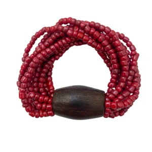 Bracciale vetro e legno, elasticizzato Laura