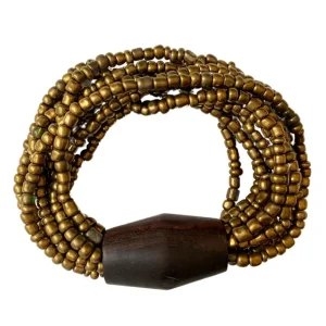 Bracciale vetro e legno, elasticizzato Laura