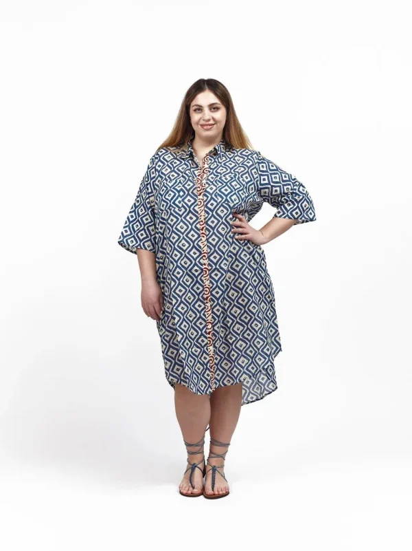 Camicione midi cotone block print Clarissa