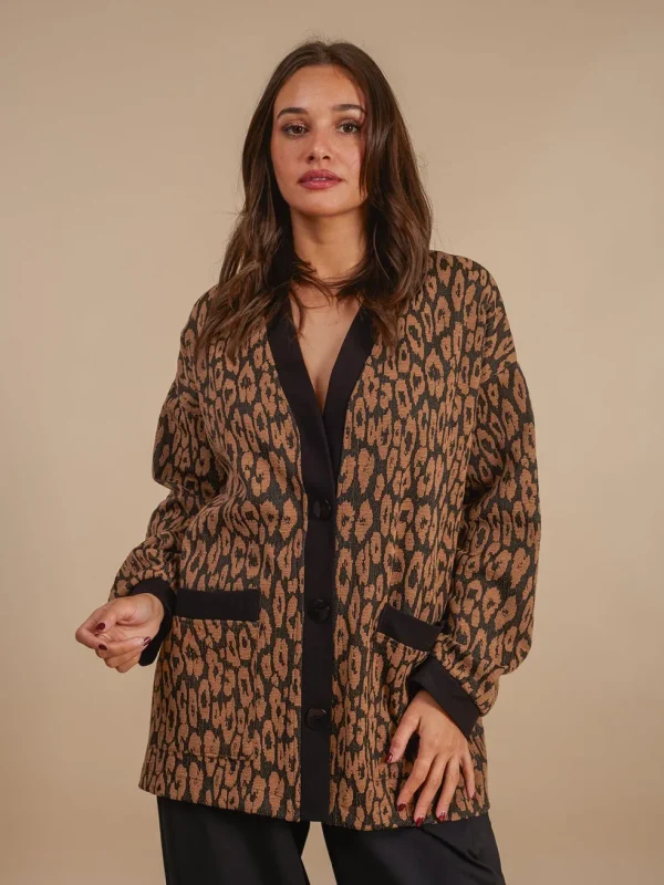 Cardigan oversize animalier Elora