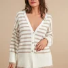 Cardigan righe a V lana e cashmere Alyssa