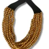 Collana Croazia legno e cuoio metallic