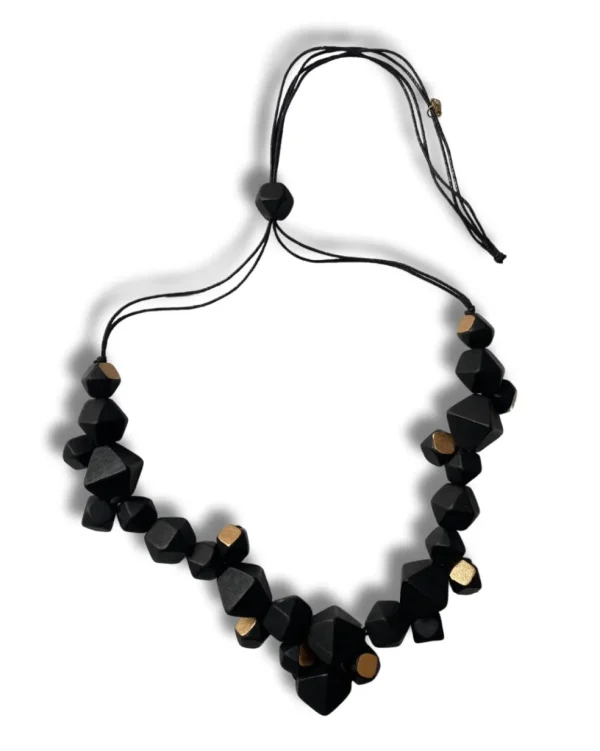 Collana legno regolabile Swarna metallic