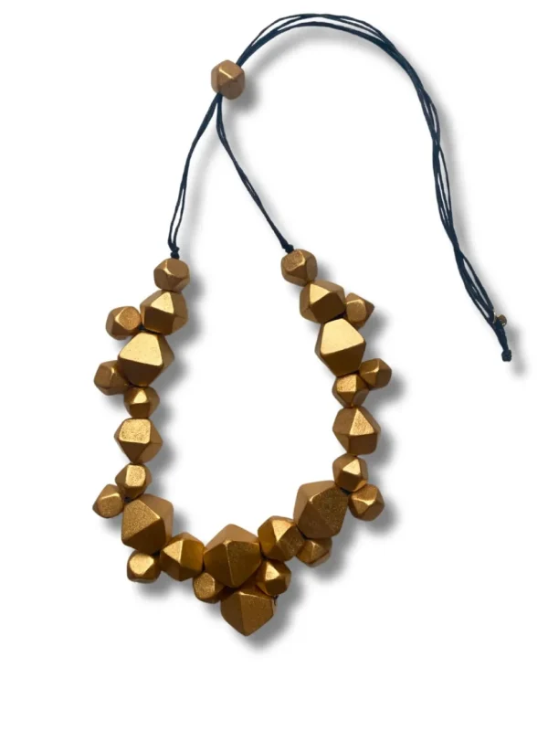 Collana legno regolabile Swarna metallic