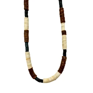 Collana lunga unisex, legno dischi Leo