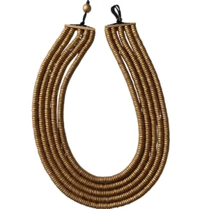 Collana Samoa legno metallic oro