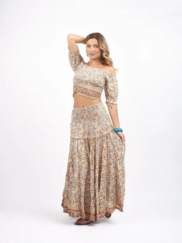 Crop Top elasticizzato rayon scollo bardot Milly