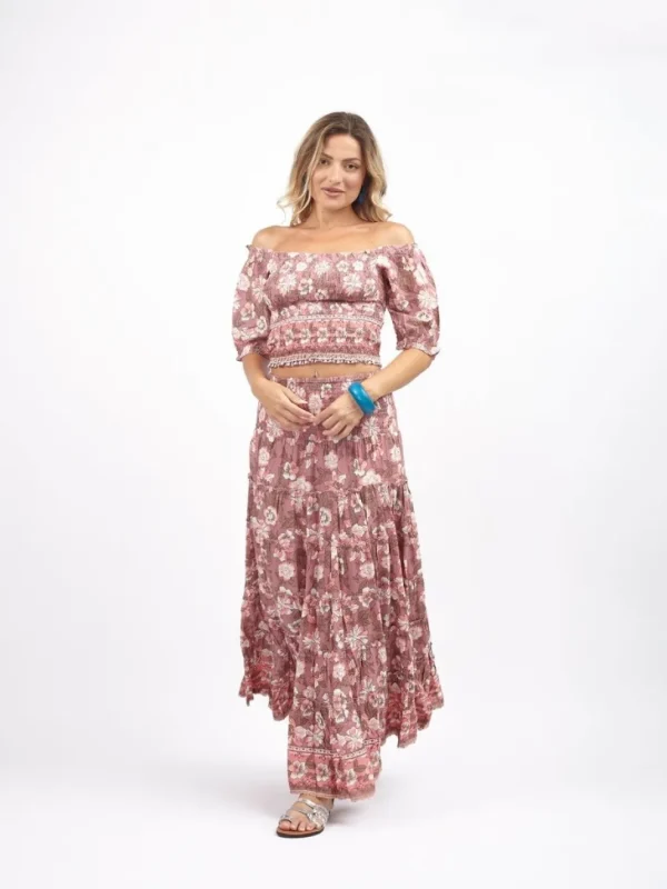 Crop Top elasticizzato rayon scollo bardot Milly