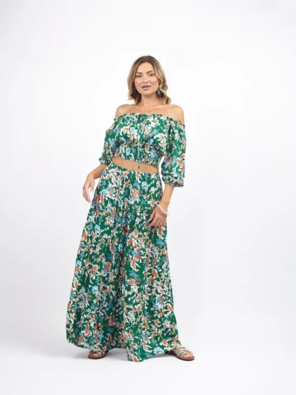 Crop Top rayon con scollo bardot Olivia