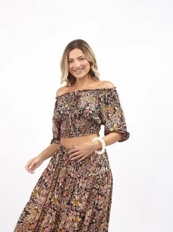 Crop Top rayon con scollo bardot Olivia