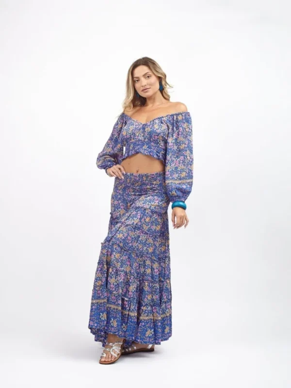 Crop Top scollo bardot e maniche a sbuffo Doroty