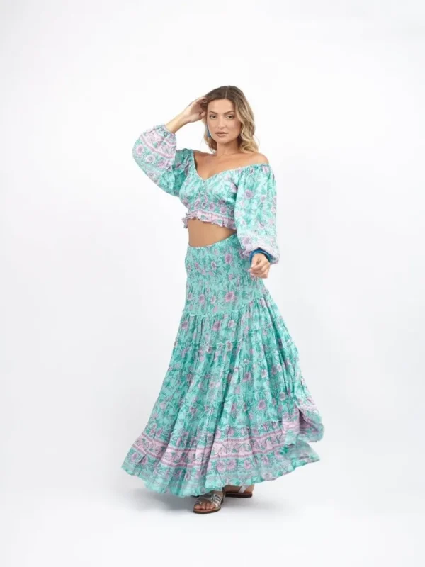 Crop Top scollo bardot e maniche a sbuffo Doroty