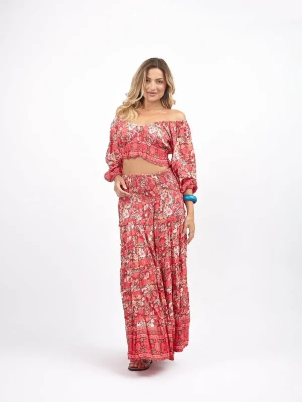 Crop Top scollo bardot e maniche a sbuffo Doroty