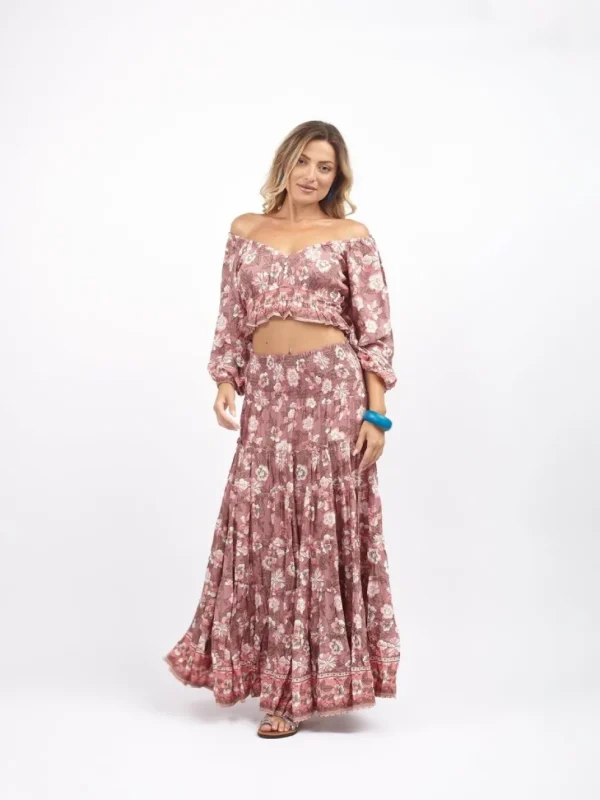 Crop Top scollo bardot e maniche a sbuffo Doroty