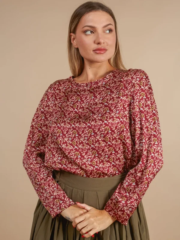 Maglia in raso, floreale Lidia viscosa