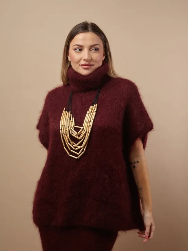 Maglione Lilo collo alto smanicato kid mohair