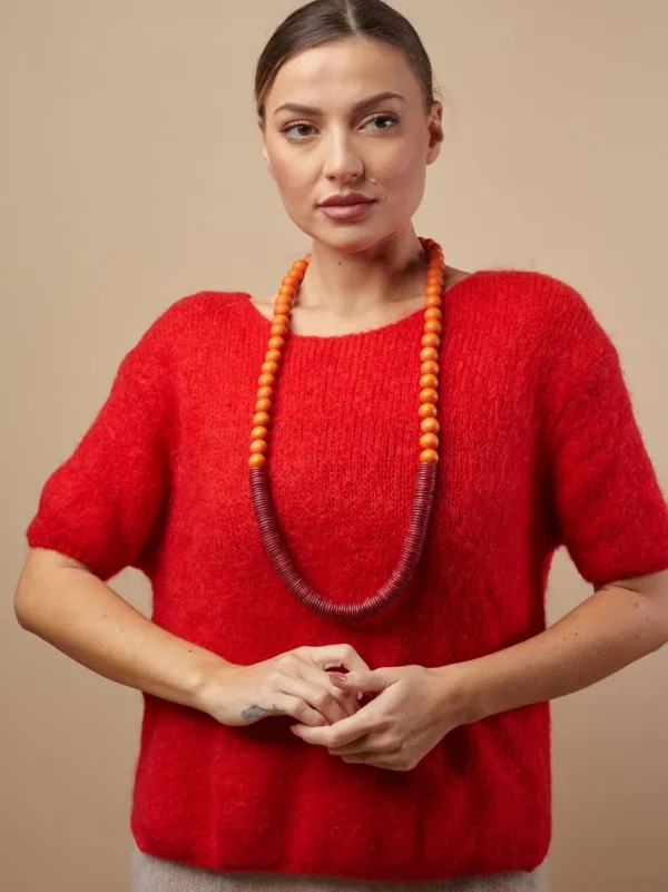 Maglione mezza manica con mohair e lana Brigitta