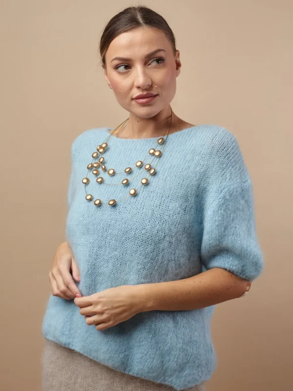 Maglione mezza manica con mohair e lana Brigitta