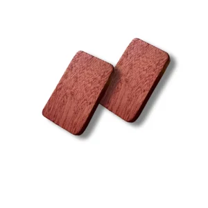 Orecchini a lobo, legno Quadri