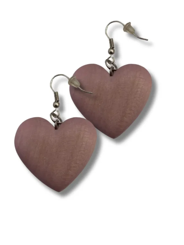 Orecchini Cuori legno