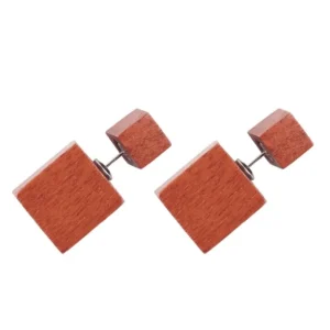 Orecchini legno cubo doppio lato Stonehenge