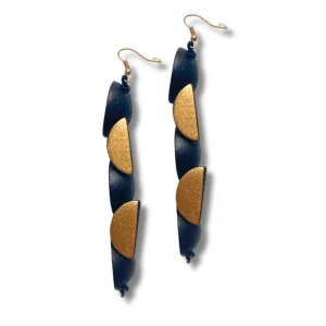 Orecchini legno lunghi Iris Metallic