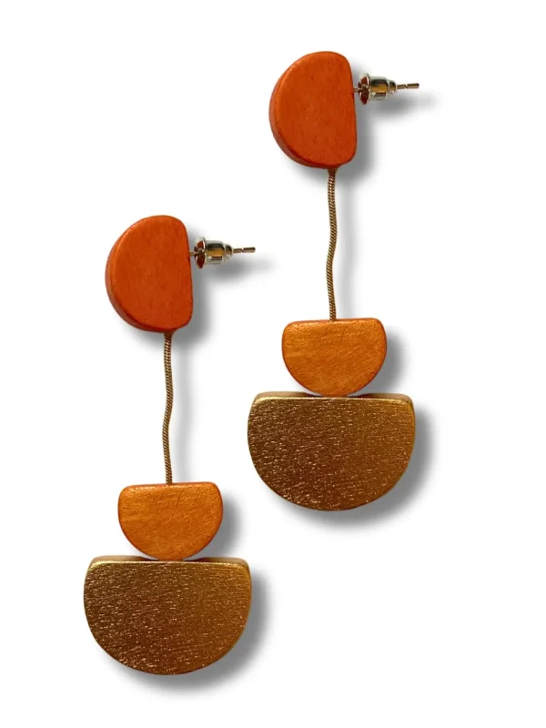 Orecchini legno pendenti leggeri Kira metallic