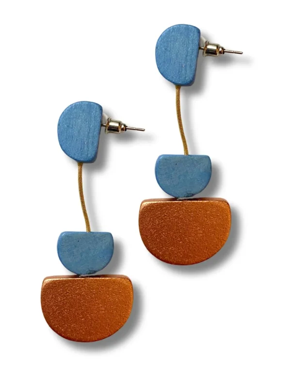 Orecchini legno pendenti leggeri Kira metallic