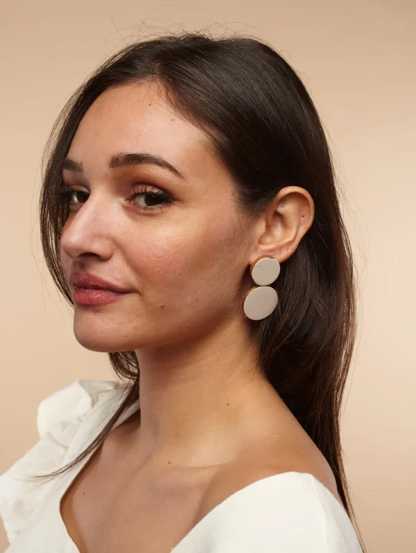 Orecchini Maiana legno metallic, design minimal, costume jewelry