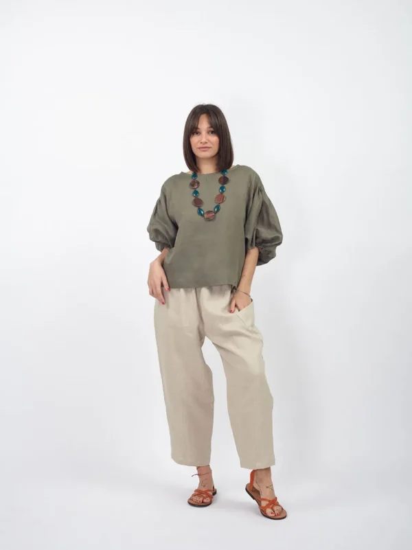 Pantaloni in lino baggy Ilenia