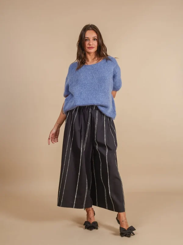 Pantaloni larghi righe mist cotone Moira