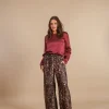 Pantaloni viscosa raso animalier Gloria