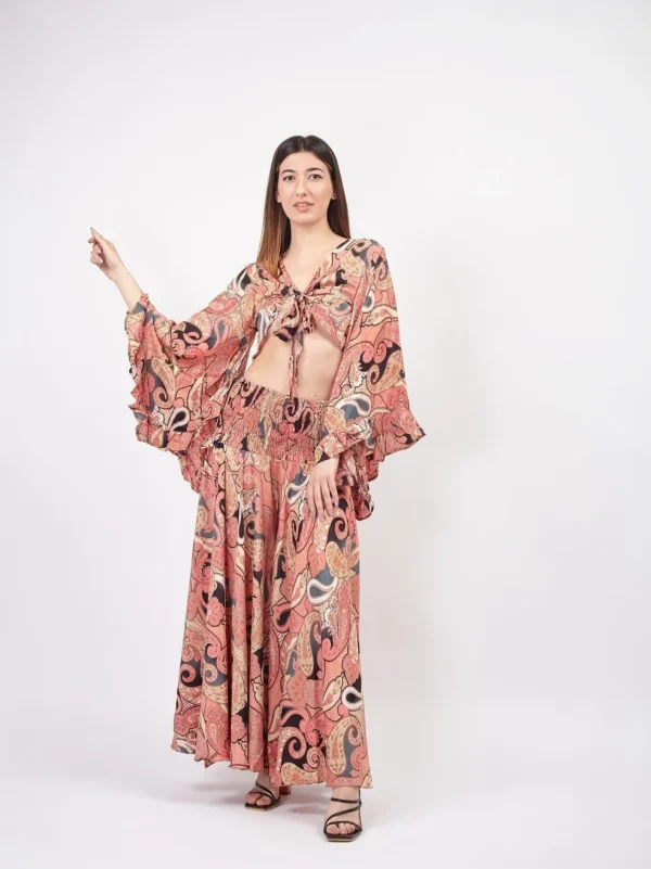 Set seta crop top e pantaloni Fatima