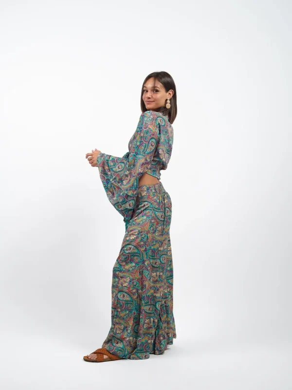 Top crop manica volant seta Solare