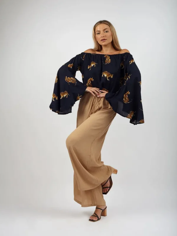 Top manica a ventaglio scollo bardot Iris