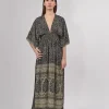 Vestito caftano lungo in seta Katya
