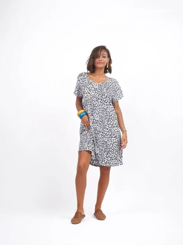 Vestito corto in rayon con zip Adima