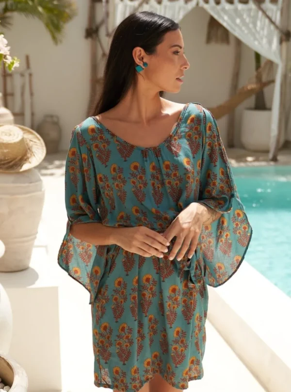 Vestito corto rayon Ava con cintura