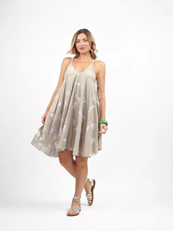 Vestito corto rayon con bretelline a ruota Yola