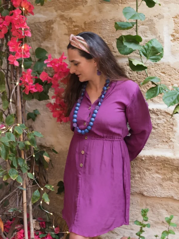 Vestito corto rayon con bottoni Noemi