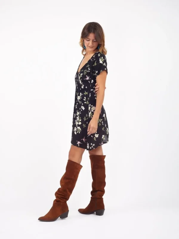 Vestito corto rayon con tasche e bottoni Bathsheba