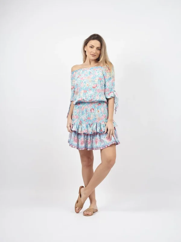 Vestito corto scollo bardot Hilma