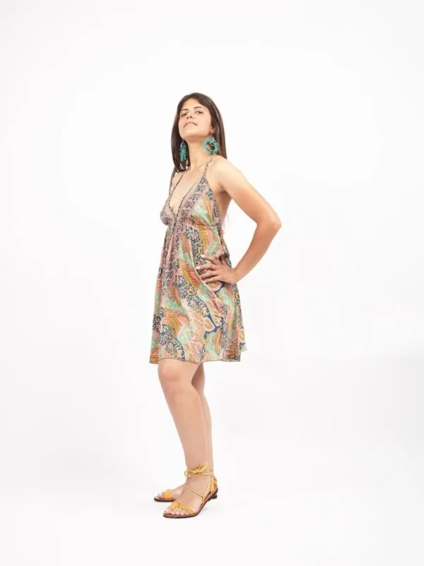 Vestito corto seta open back Nina