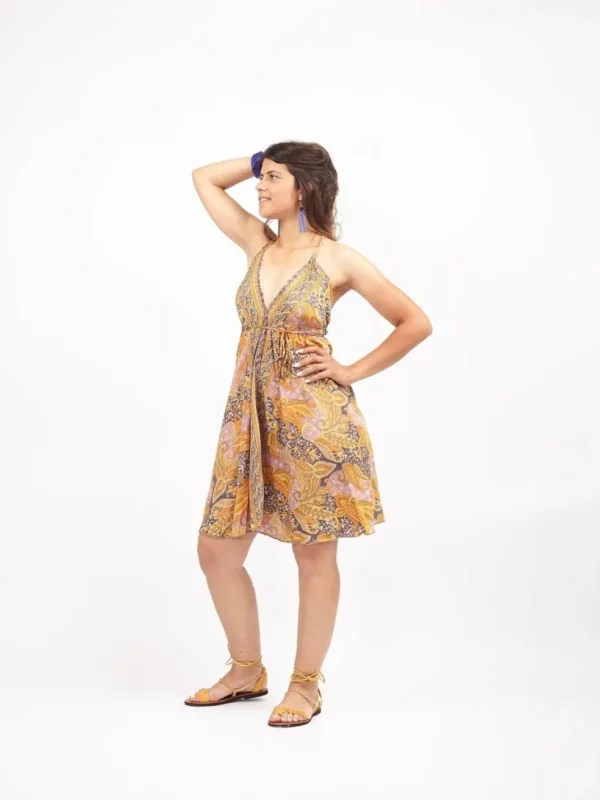 Vestito corto seta open back Nina