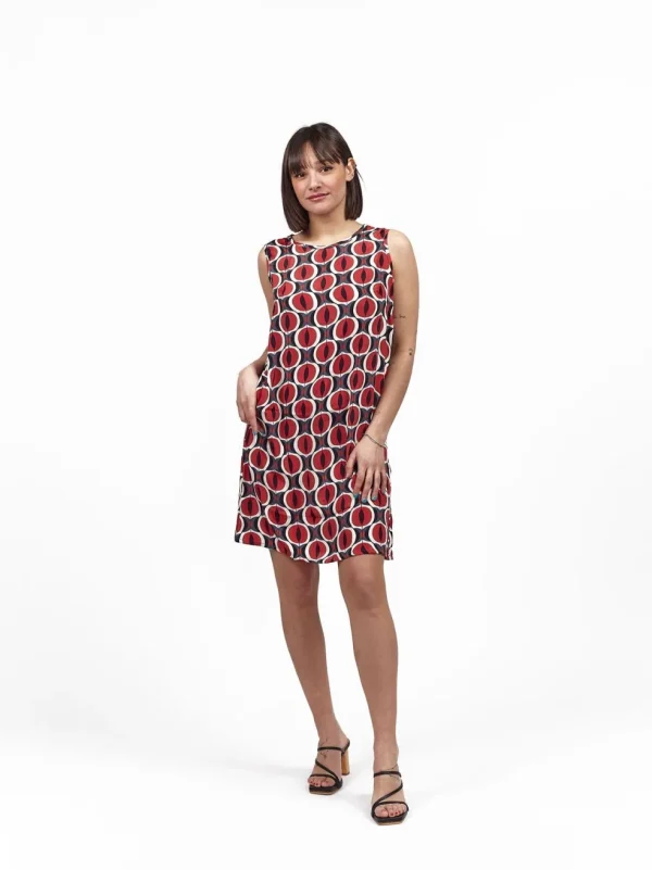 Vestito corto smanicato in seta Alice