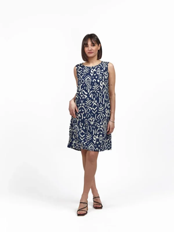 Vestito corto smanicato in seta Alice